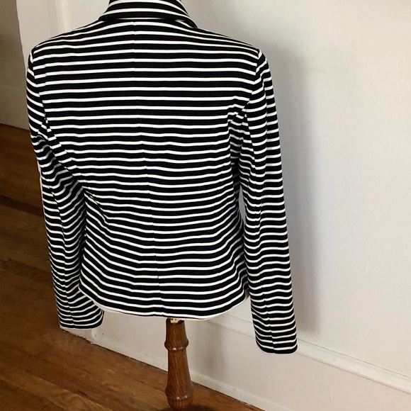 Bebe Vintage Striped Blazer Black White Medium - Picture 7 of 7